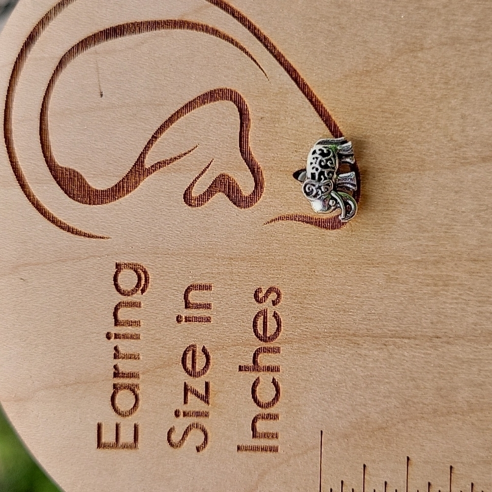 Scrolled Elephant Stud Earrings, unisex - Picture 3 of 7